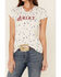 Ariat Women's R.E.A.L Bespangled Star Print Logo Short Sleeve Tee , White, hi-res