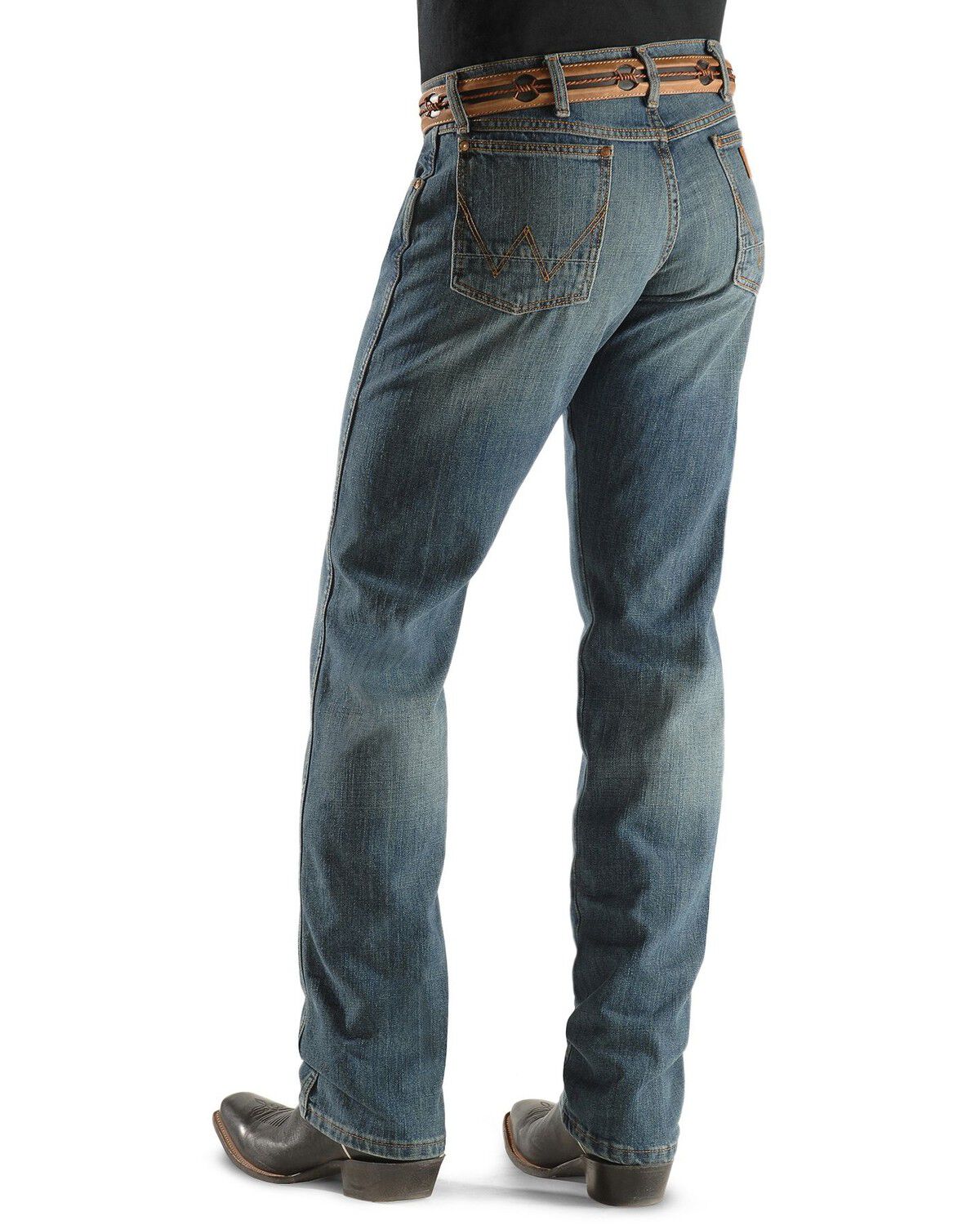 wrangler faded jeans
