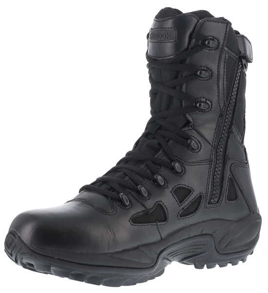 Image #2 - Reebok Men's Rapid Response 8" Work Boots - Round Toe, Black, hi-res