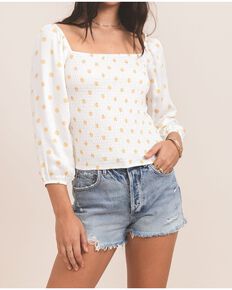Others Follow Women's Polka Dot Smocked Alpha Peasant Top, Ivory, hi-res