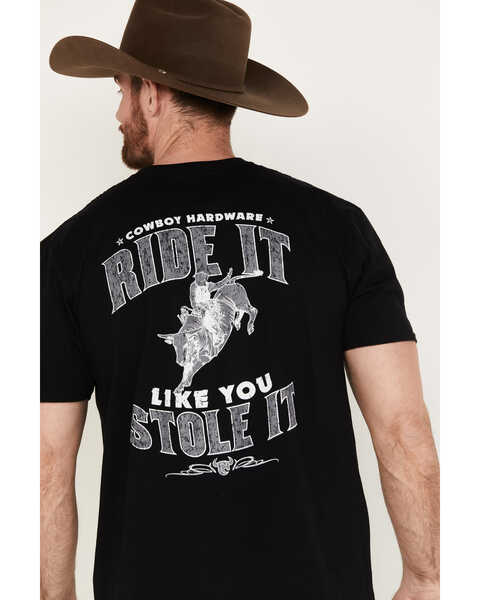 Image #4 - Cowboy Hardware Men's Ride It Like You Stole It Short Sleeve Graphic T-Shirt, Black, hi-res