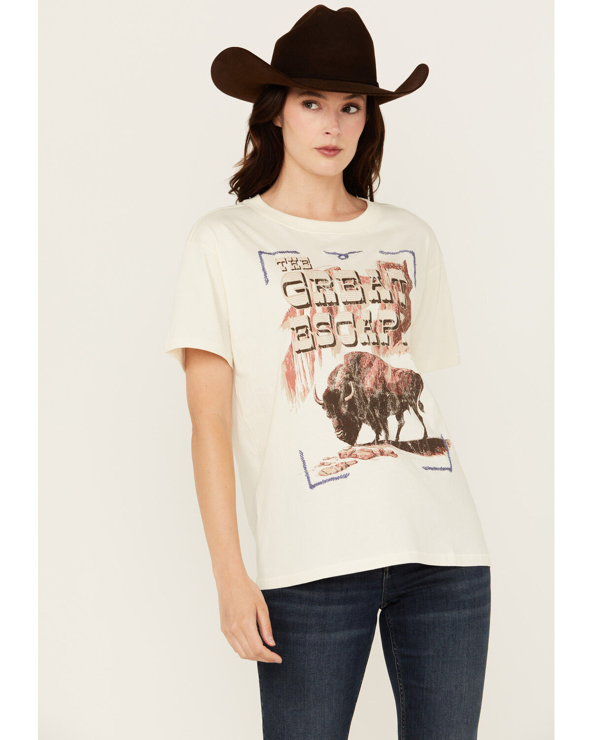 Image #1 - Shyanne Women's The Great Escape Short Sleeve Graphic Tee, Off White, hi-res