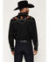Image #4 - Scully Men's Floral Embroidered Vintage Long Sleeve Snap Western Shirt, Black, hi-res