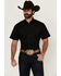 Image #1 - Rodeo Clothing Men's Tonal Satin Striped Short Sleeve Pearl Snap Western Shirt, Black, hi-res