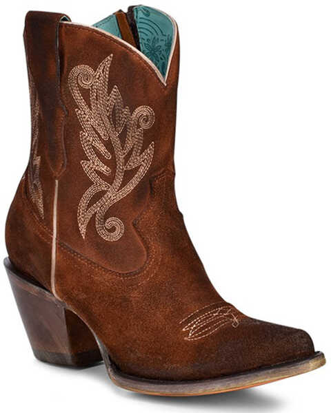 Image #1 - Corral Women's Embroidered Western Fashion Booties - Pointed Toe , Cognac, hi-res