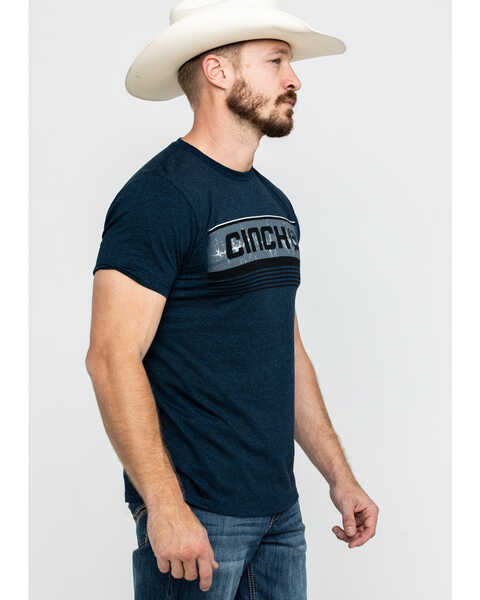 Image #3 - Cinch Men's Bar Logo Graphic T-Shirt , Heather Blue, hi-res