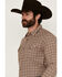 Image #2 - Blue Ranchwear Men's Euclid Plaid Print Long Sleeve Snap Western Shirt, Tan, hi-res