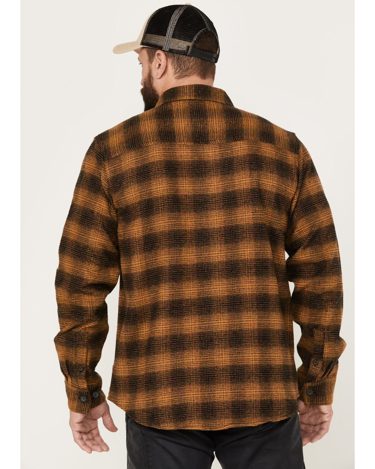 Image #4 - Dakota Grizzly Men's Briggs Button Down Plaid Print Western Flannel Shirt, Gold, hi-res