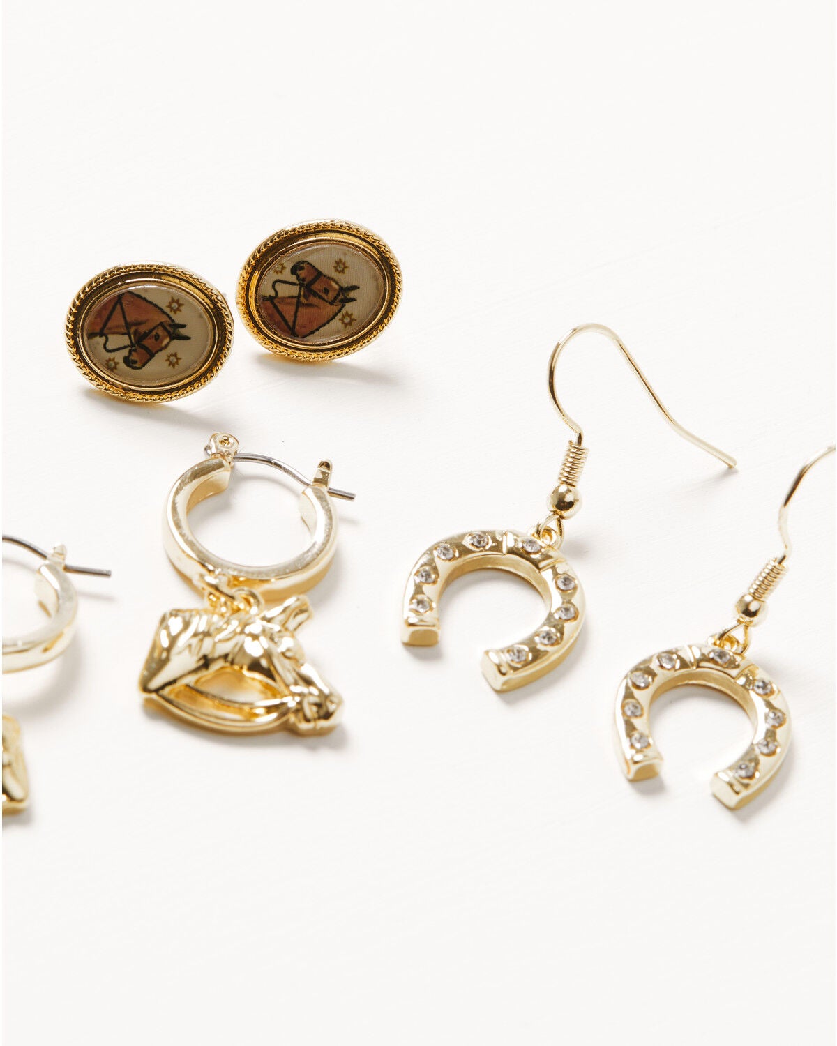 Image #4 - Shyanne Women's Western Muse Horse Cameo Earring Set - 5 Piece, Gold, hi-res