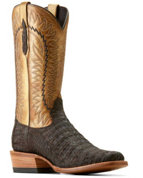 Ariat Men's Futurity Finalist Exotic Caiman Western Boots - Square Toe , Chocolate, hi-res