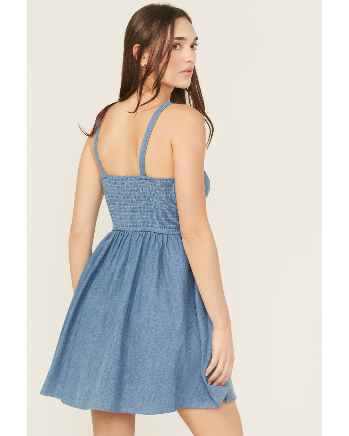 Image #4 - Rock & Roll Denim Women's Medium Wash Buckle Strap Sleeveless Denim Mini Dress, Medium Wash, hi-res