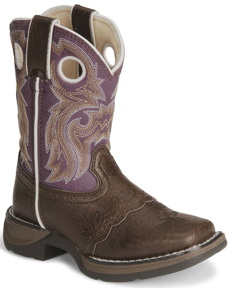 Durango Girls' Purple Cowgirl Boots - Square Toe, Brown, hi-res