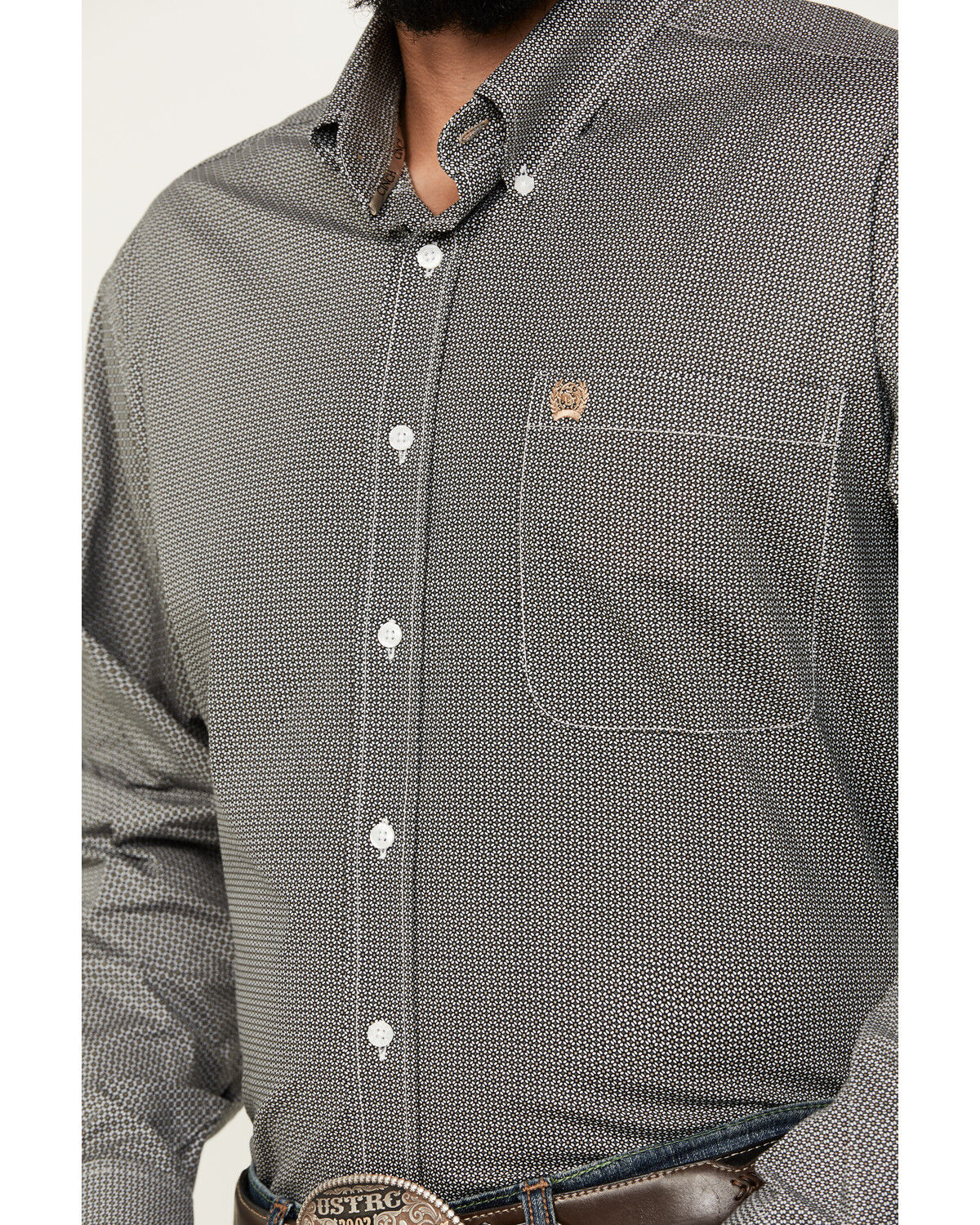 Image #3 - Cinch Men's Geo Print Long Sleeve Button-Down Stretch Western Shirt, Black, hi-res