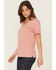 Image #2 - Carhartt Women's TENCEL™ Fiber Series Relaxed Fit Short Sleeve V-Neck Shirt, Rose, hi-res