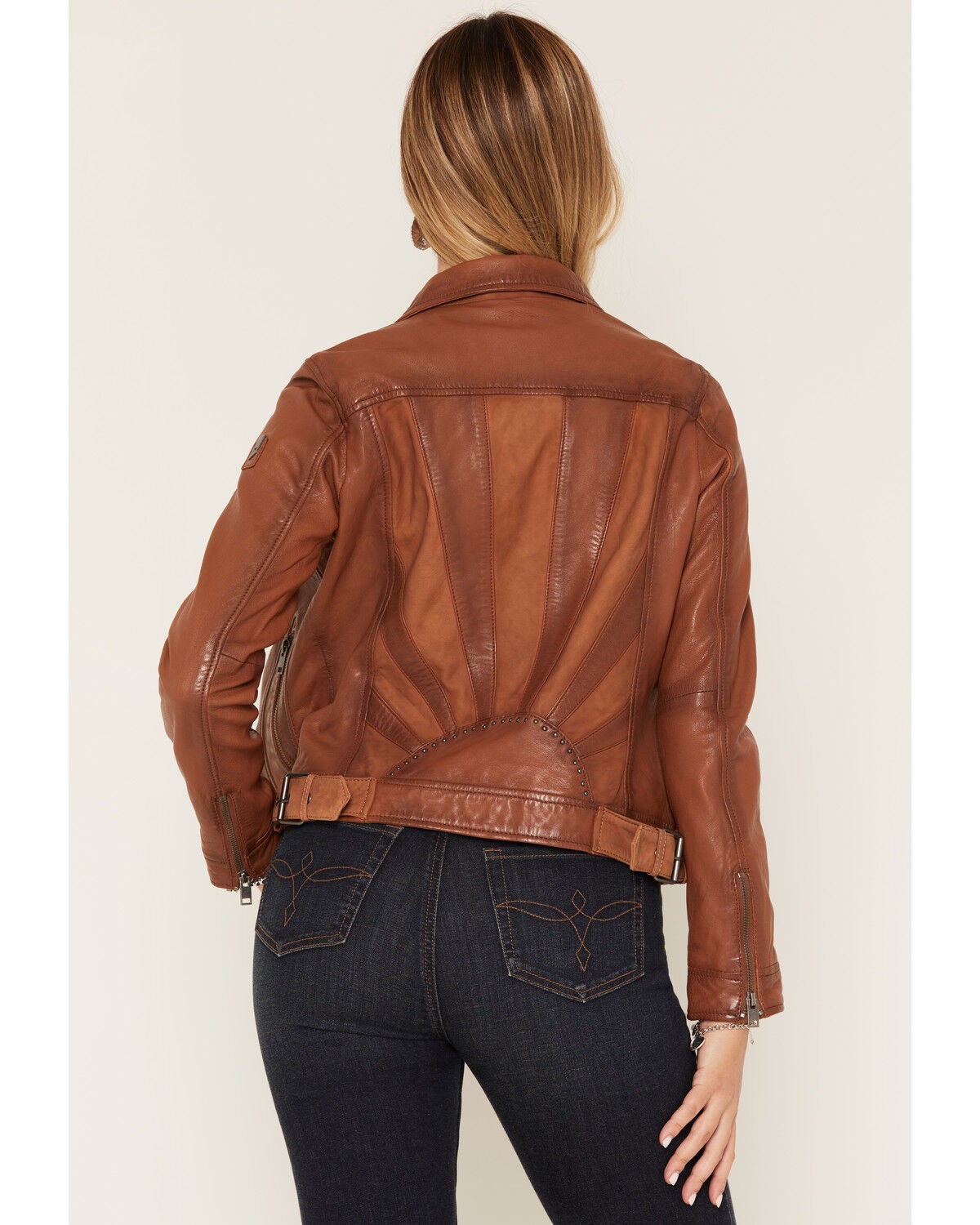 Image #4 - Mauritius Leather Women's Sunny Leather Jacket, Cognac, hi-res