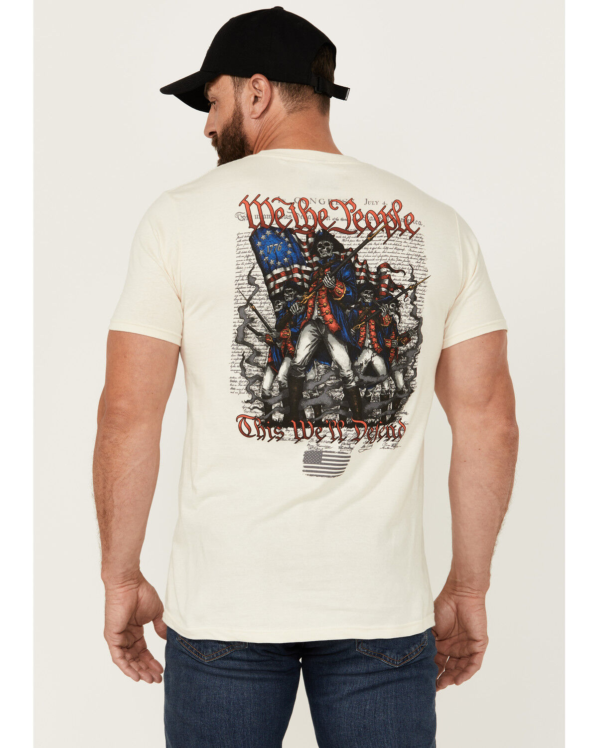 Image #1 - Howitzer Men's Patriot Short Sleeve Graphic T-Shirt, Cream, hi-res