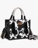 Image #1 - Wrangler Women's Cow Print Crossbody Tote, Black, hi-res