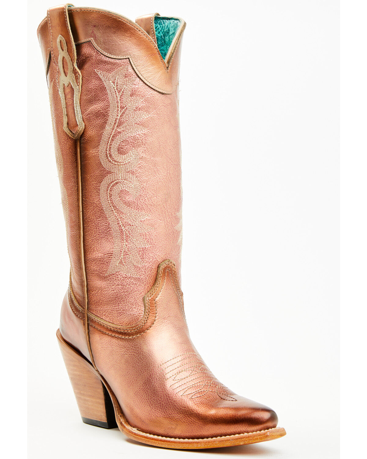 Image #1 - Corral Women's Metallic Tall Western Boots - Snip Toe, Rose Gold, hi-res