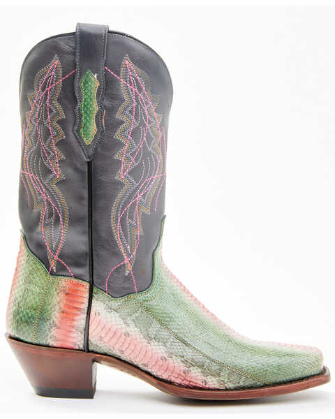 Image #2 - Dan Post Women's Exotic Watersnake Skin Western Boots - Square Toe, Green, hi-res