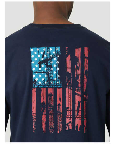 Image #2 - Wrangler Men's FR Flag Logo Graphic Long Sleeve T-Shirt, Navy, hi-res