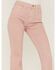 Image #2 - Sneak Peek Women's High Rise Raw Hem Crop Jeans, Pink, hi-res