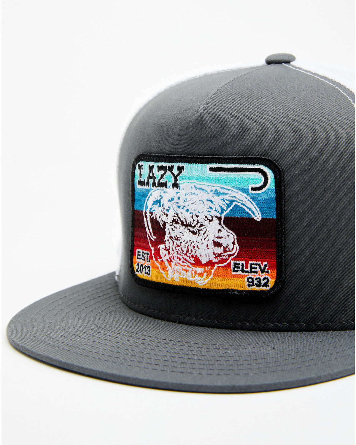 Image #2 - Lazy J Ranch Men's Gray & White Serape Cow Patch Mesh-Back Ball Cap, Grey, hi-res
