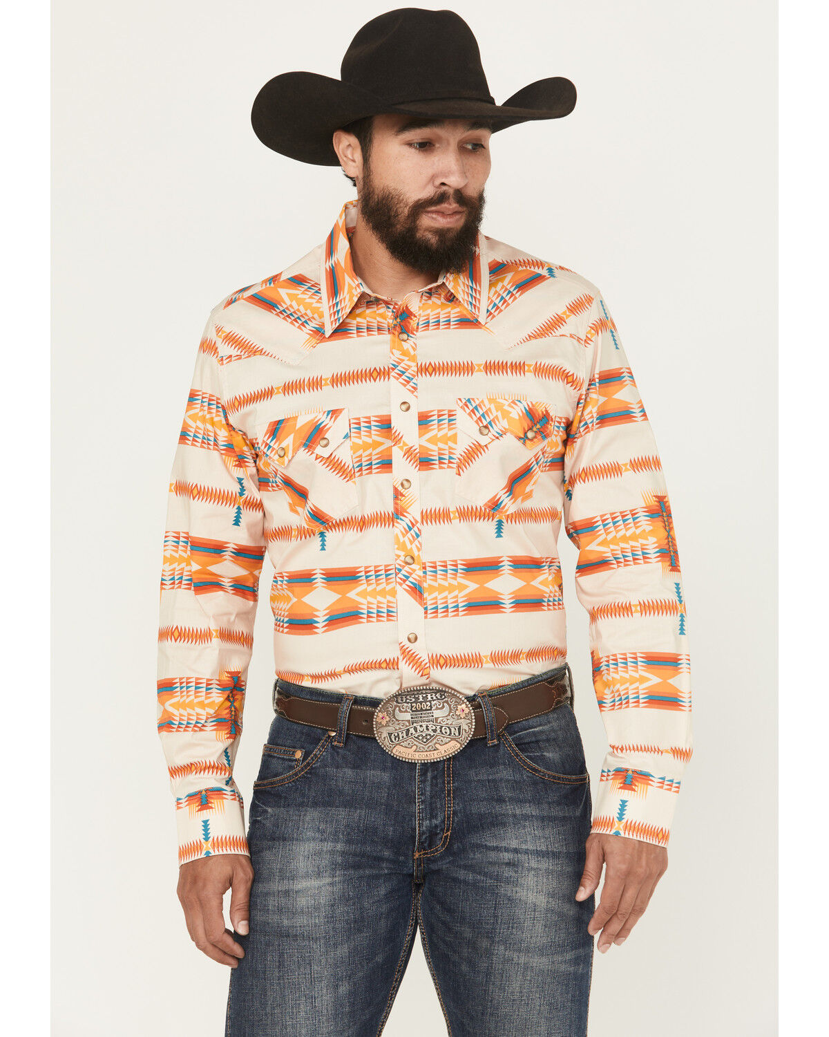 Image #1 - Rock & Roll Denim Men's Southwestern Long Sleeve Snap Stretch Western Shirt, Multi, hi-res