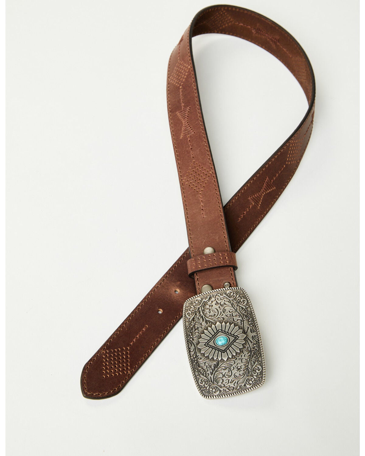 Image #3 - Idyllwind Women's Highland Embossed Buckle Belt, Dark Brown, hi-res