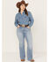 Image #1 - Ariat Women's R.E.A.L. Light Wash Mid Rise Regina Flare Jeans - Plus, Blue, hi-res