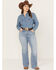 Image #1 - Ariat Women's R.E.A.L. Light Wash Mid Rise Regina Flare Jeans - Plus, Blue, hi-res