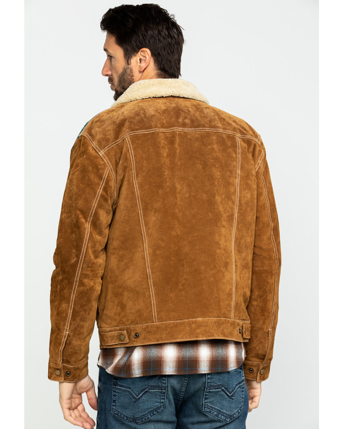 Image #2 - Scully Men's Cafe Brown Boar Suede Jean Jacket - Big, Brown, hi-res