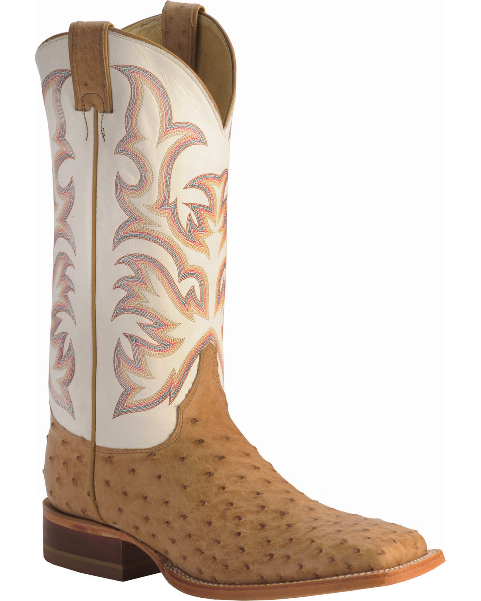 Justin Men s AQHA Full Quill Ostrich Western Boots Broad Square