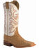 Justin Men's AQHA Full Quill Ostrich Western Boots - Broad Square Toe, Tan, hi-res