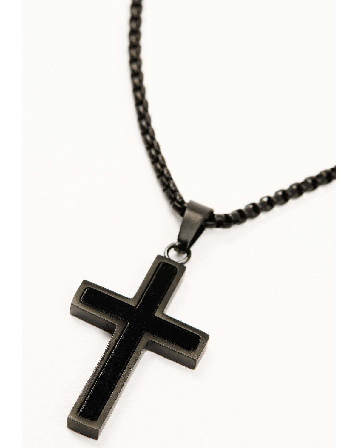 Image #3 - Cody James Men's Matte Black Inlay Cross Necklace, Black, hi-res