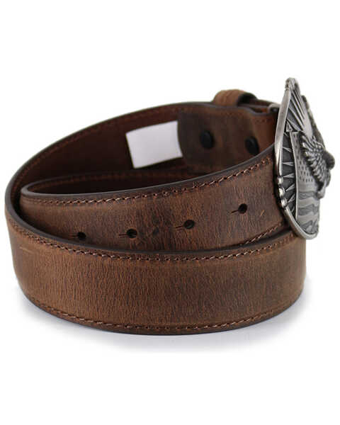 Image #2 - Cody James Men's Patriotic Eagle Leather Belt , Brown, hi-res