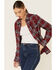 Nikki Erin Women's Whipstitch Plaid Long Sleeve Western Flannel Shirt , Red, hi-res