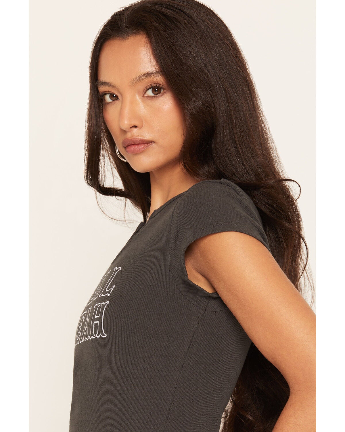 Image #2 - White Crow Women's Hell Yeah Short Sleeve Graphic Tee, Charcoal, hi-res
