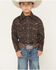 Image #1 - Cowboy Hardware Boys' Branding Iron Long Sleeve Snap Stretch Western Shirt, Brown, hi-res
