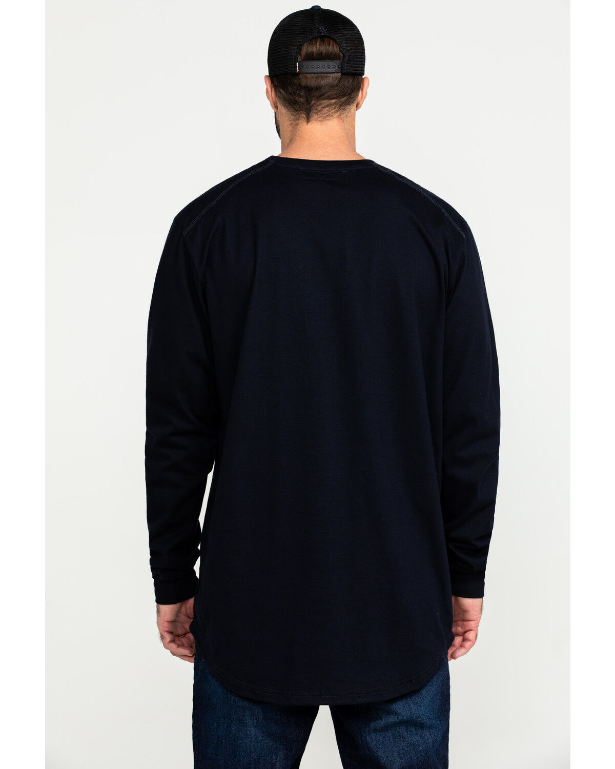 Image #2 - Hawx Men's FR Pocket Long Sleeve Work T-Shirt - Tall, Navy, hi-res