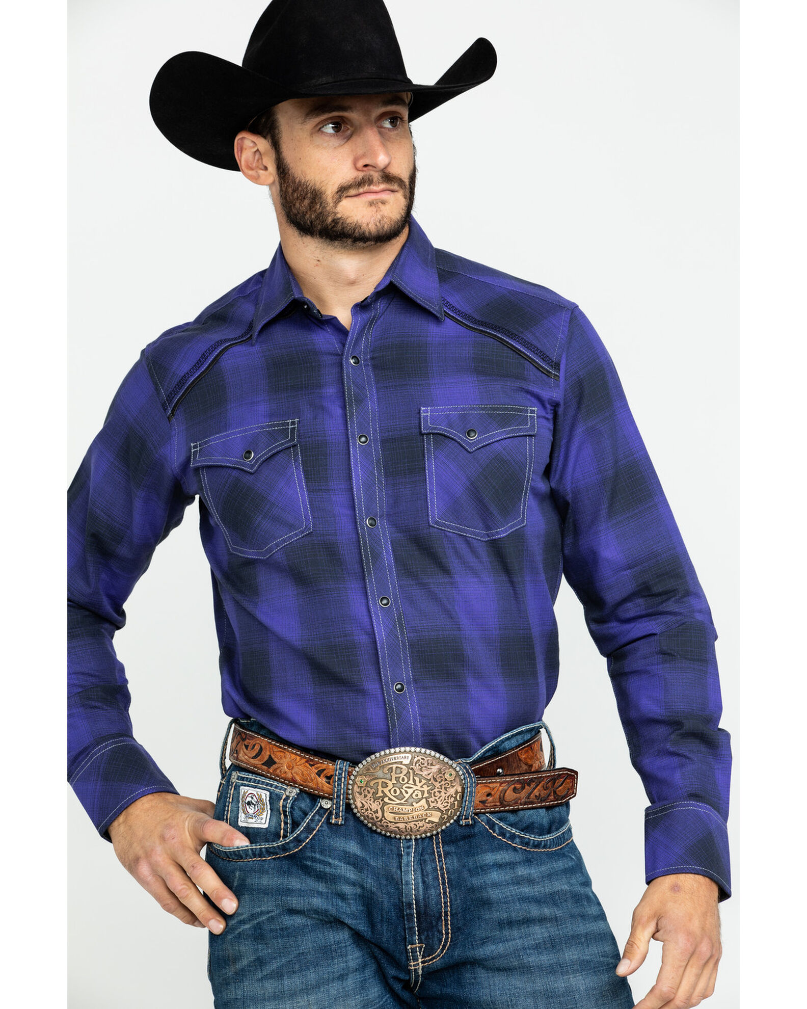 Rock 47 by Wrangler Men s Large Plaid Long Sleeve Western Shirt