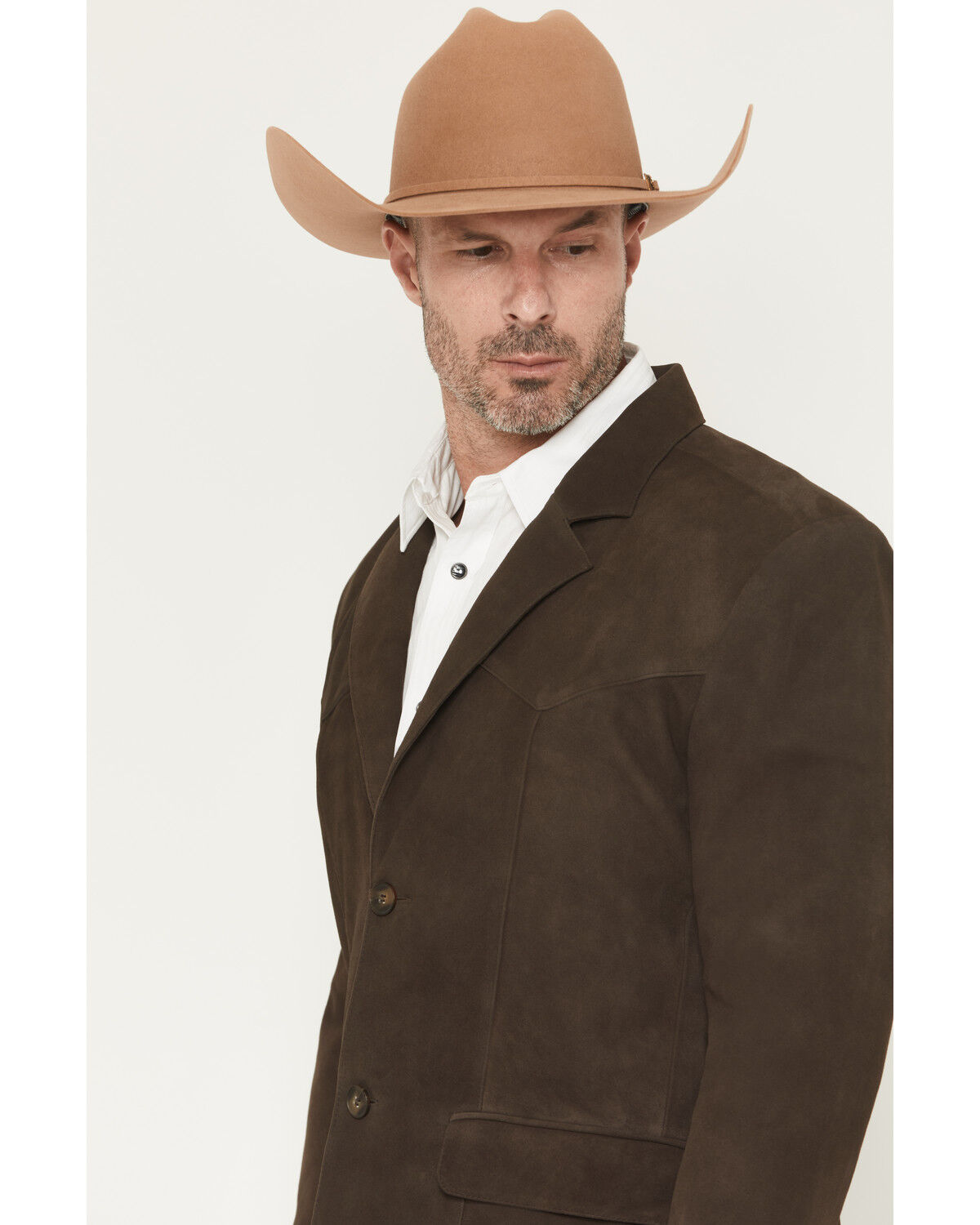 Image #2 - Cody James Men's Genuine Suede Leather Blazer, Dark Brown, hi-res