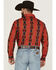 Image #4 - Wrangler Men's Checotah Southwestern Striped Print Long Sleeve Pearl Snap Western Shirt - Big, Red, hi-res