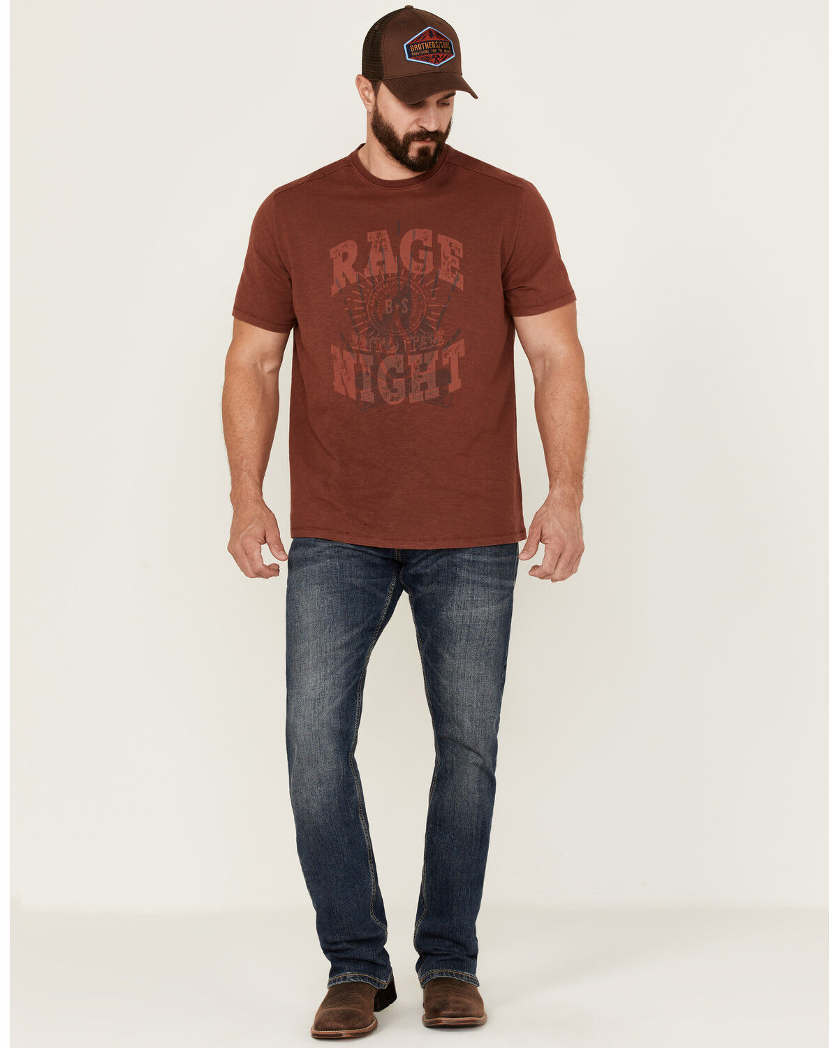 Image #2 - Brothers and Sons Men's Rage Campfire Slub Graphic Short Sleeve T-Shirt, Red, hi-res