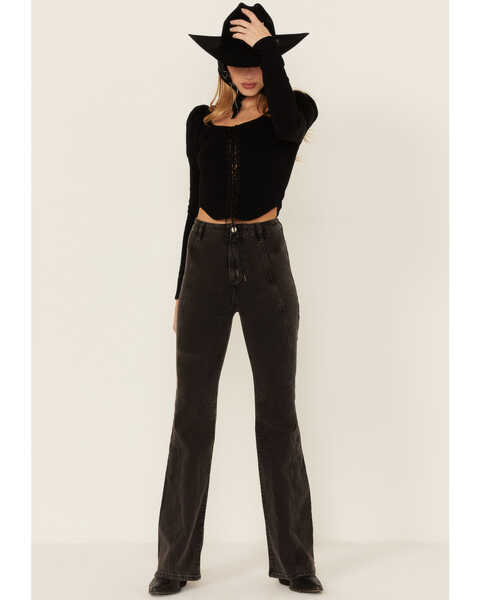 Free People Women's Florence Flare Jeans, Black, hi-res