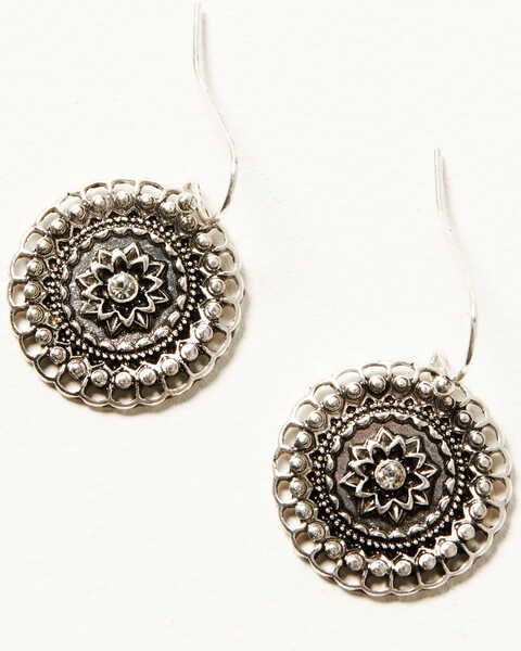 Image #3 - Shyanne Women's Layered Chain Floral Medallion Necklace & Earring Set - 2-Piece, Silver, hi-res