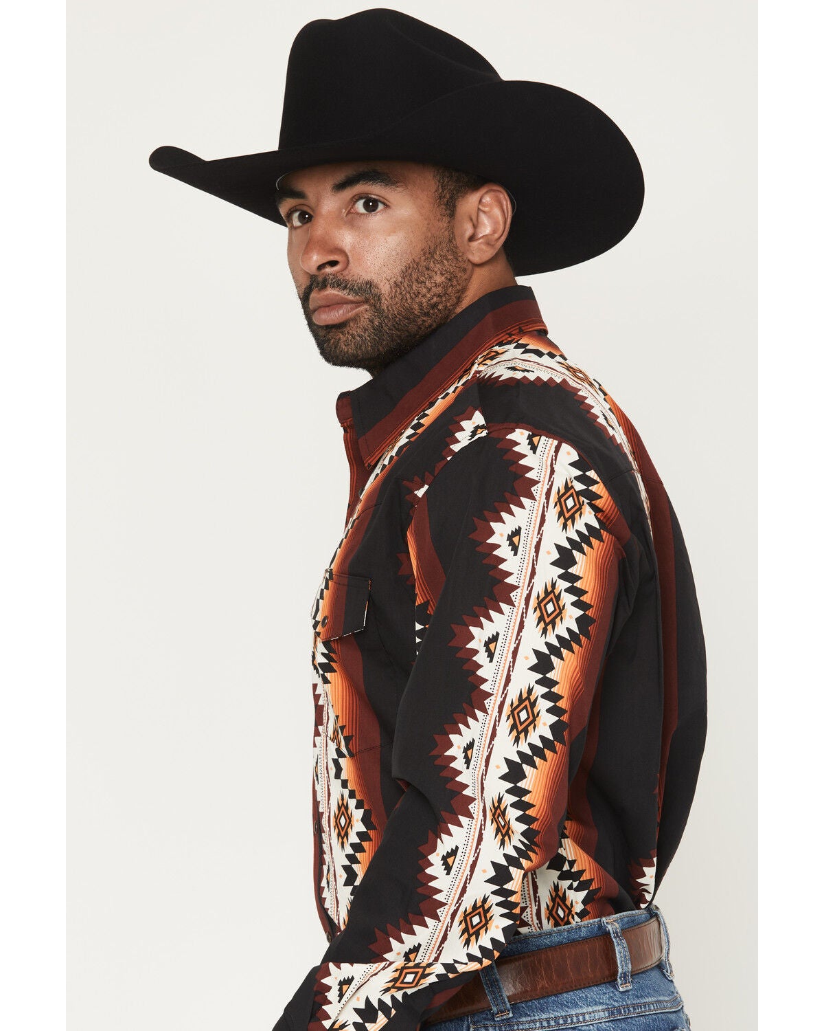 Wrangler Men's Checotah Southwestern Print Long Sleeve Snap