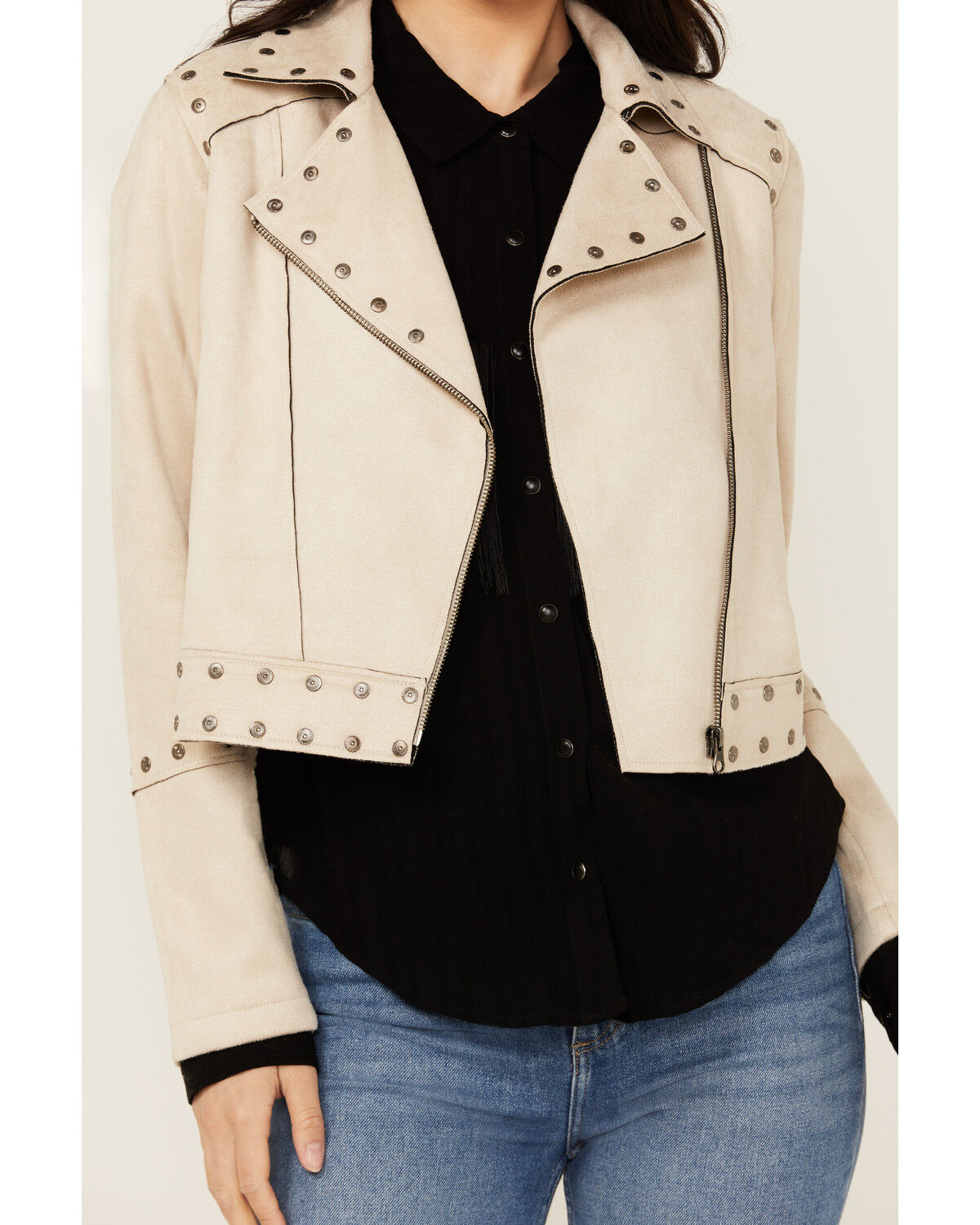 Image #4 - Idyllwind Women's Yorkshire Studded And Embroidered Moto Jacket, Nude, hi-res