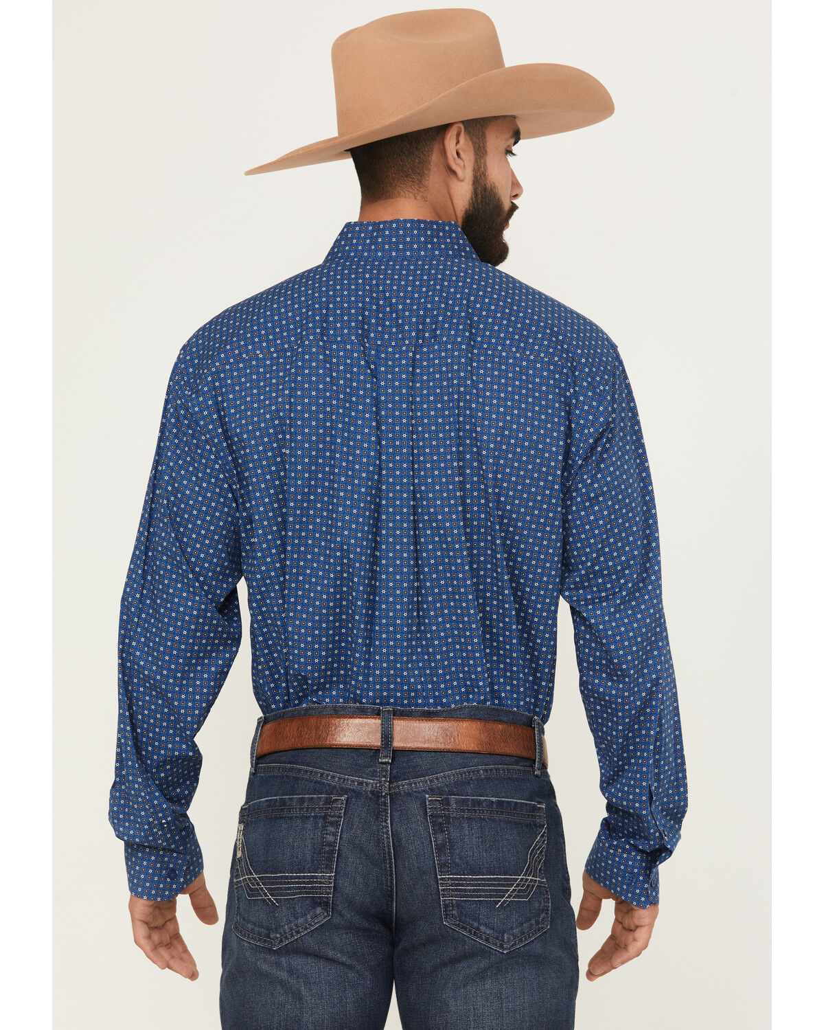 Image #4 - Cinch Men's Geo Print Long Sleeve Button-Down Stretch Western Shirt, Blue, hi-res
