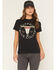 Image #1 - Troll Co Women's SBC Longhorn Short Sleeve Graphic Tee, Black, hi-res