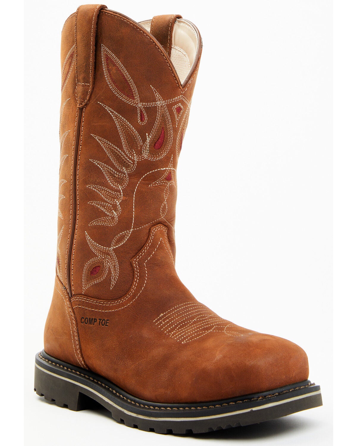 Shyanne Women's 11" Pull On Western Work Boots - Composite Toe, Brown, hi-res